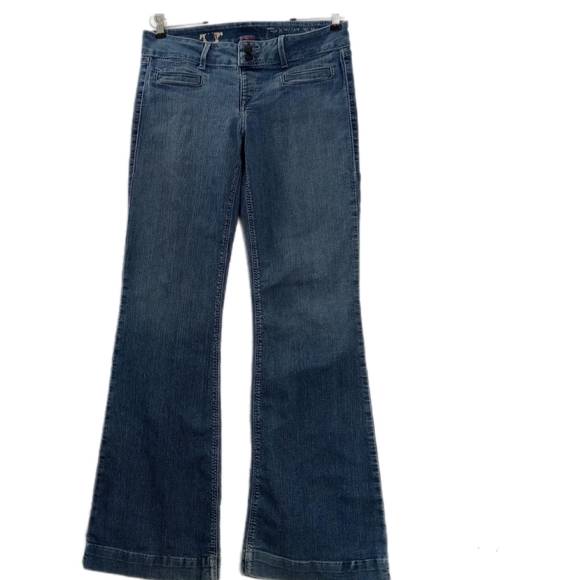 Vintage Y2K Jean Bell Bottom Hippie Cowgirl Mid Rise Mid Wash Blue Casual Wm L - Picture 1 of 12